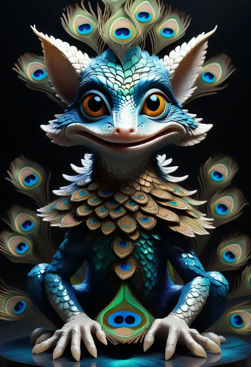 (a Devolved_kobold with a Peacock friend), sparkle eyes, smile, excited, masterpiece, best quality, good quality, newest, sn4k3