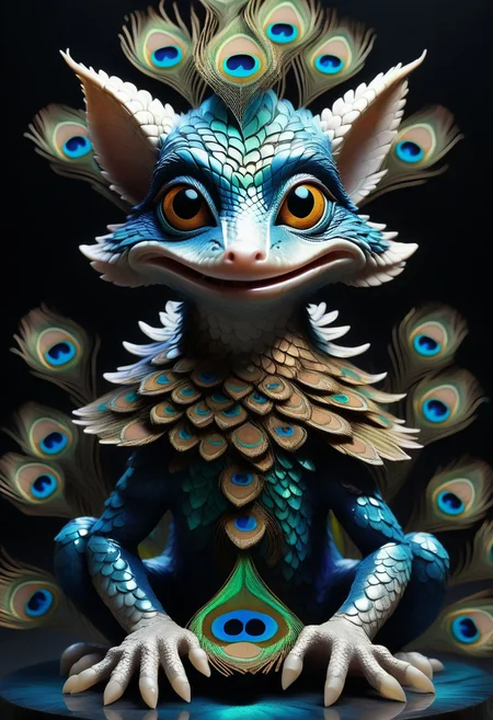 (a Devolved_kobold with a Peacock friend), sparkle eyes, smile, excited, masterpiece, best quality, good quality, newest, sn4k3