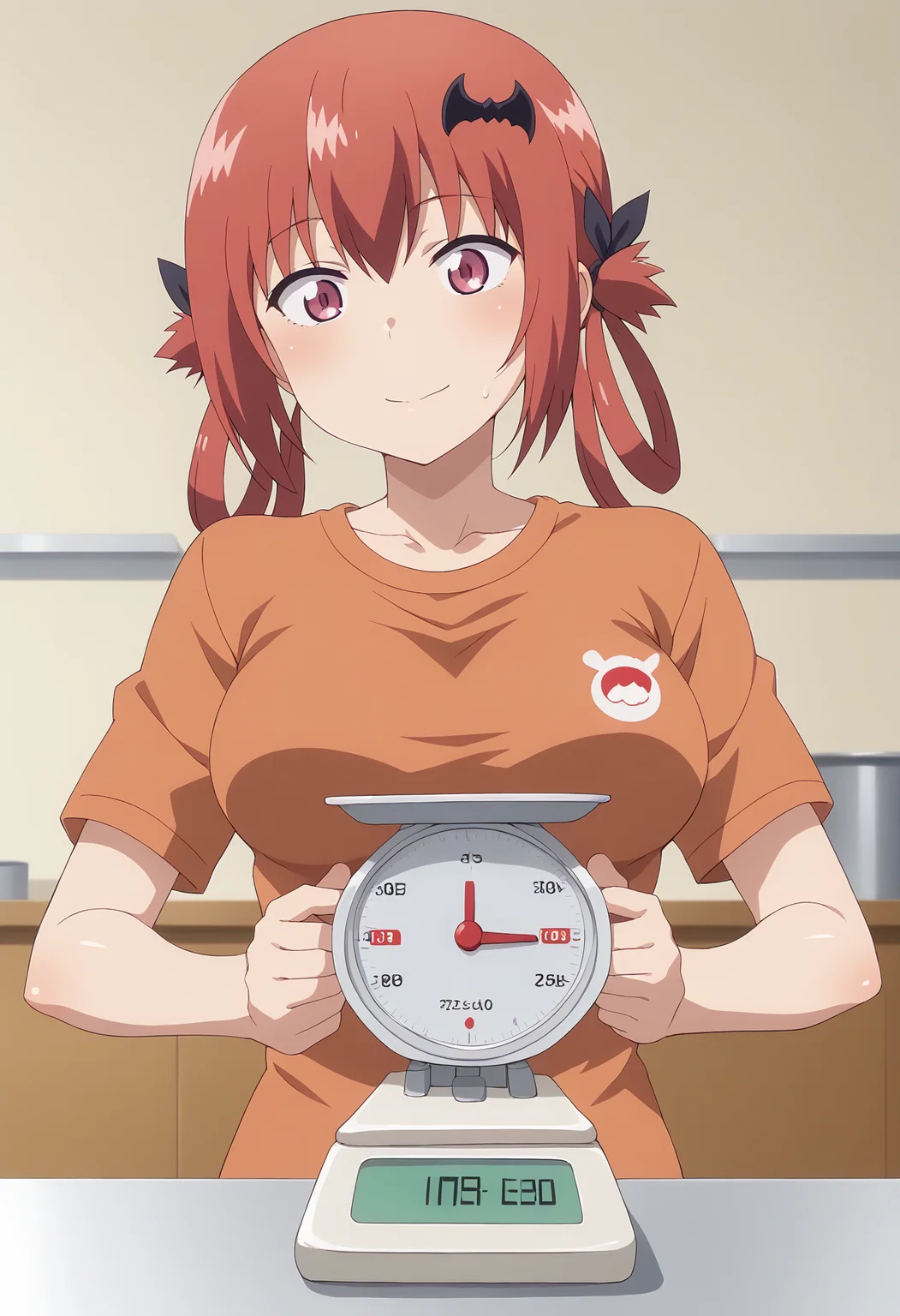 score 7 up, solo, source anime, 1girl, , <lora:SatanichiaPony:1> satanichiagd, , <lora:weighing breasts_pony_V1.0:1> weighing breasts, breasts on scales, scales, breasts,,