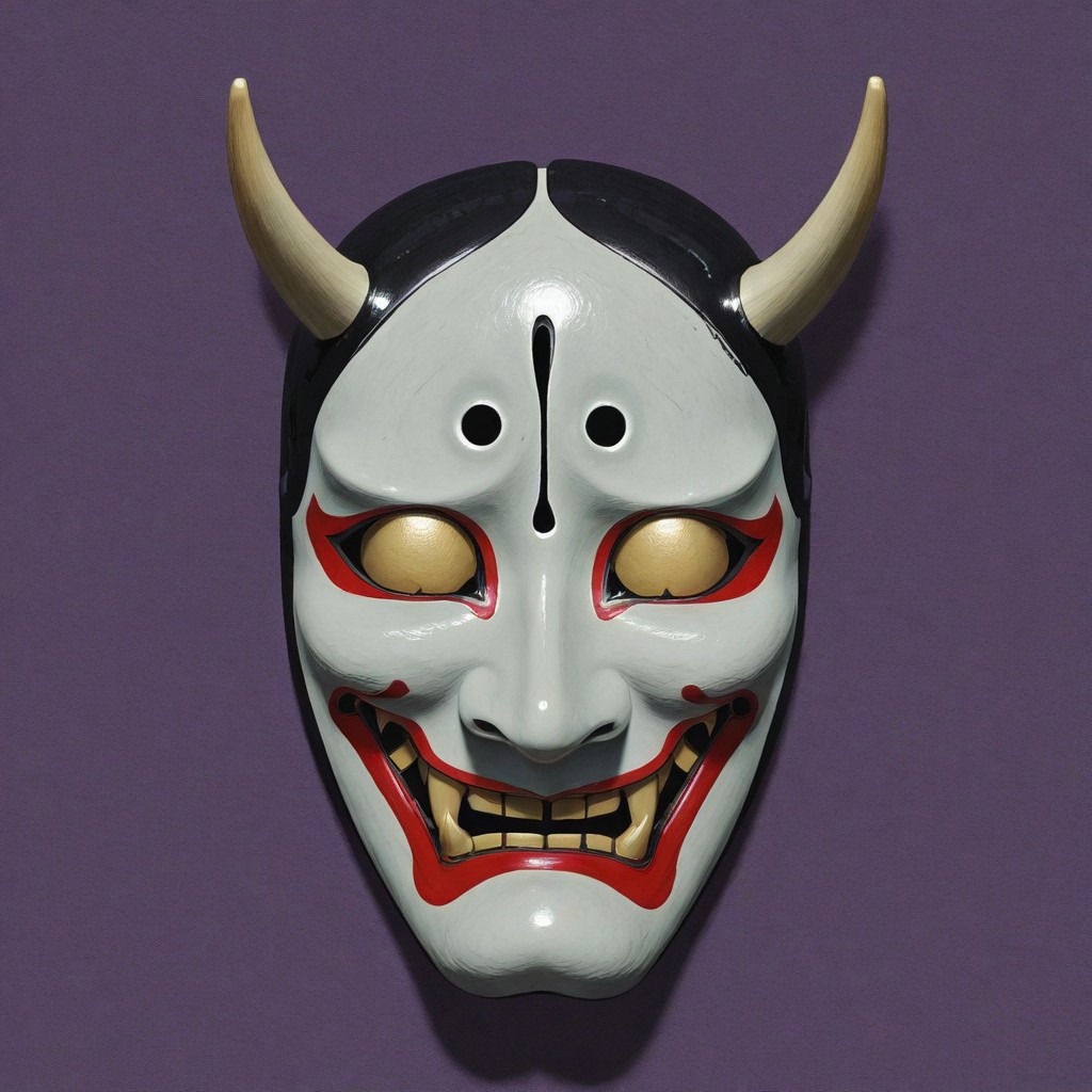 haunted hannya mask in an ancient Japanese shrine