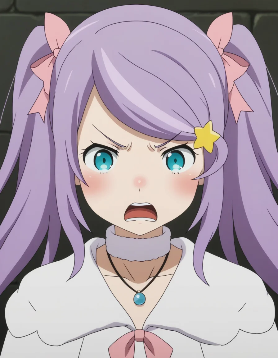 <lora:Anastasia_Hoshin_ReZero:1>, 1girl, anastasia hoshin, purple hair, twin tails, angry