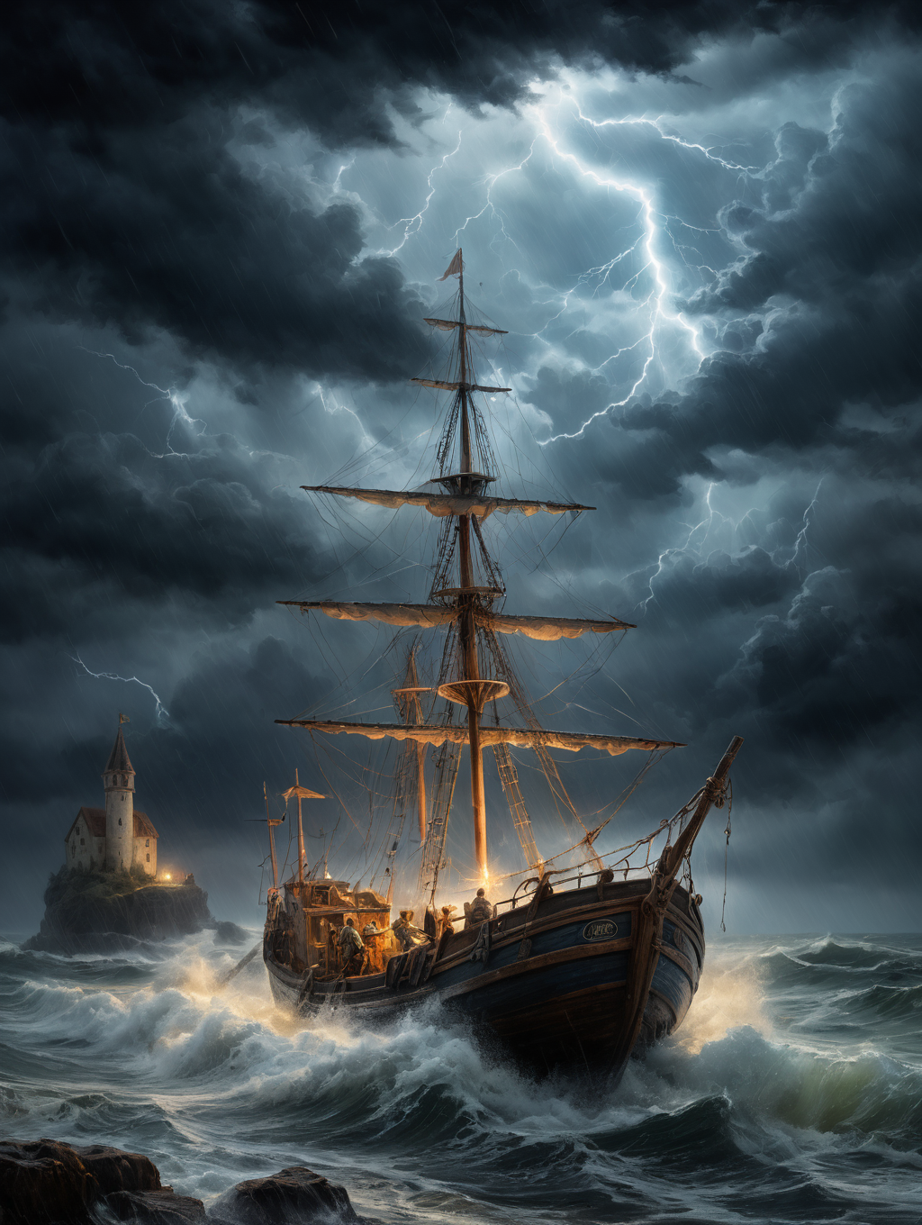 oil painting,
a small medieval fishing boat and crew in a storm,
34K uhd, masterpiece, high detail, 8k, intricate, detailed, high resolution, high res, high quality, <lora:add-detail-xl:1.8>, highly detailed, Extremely high-resolution details, fine texture,