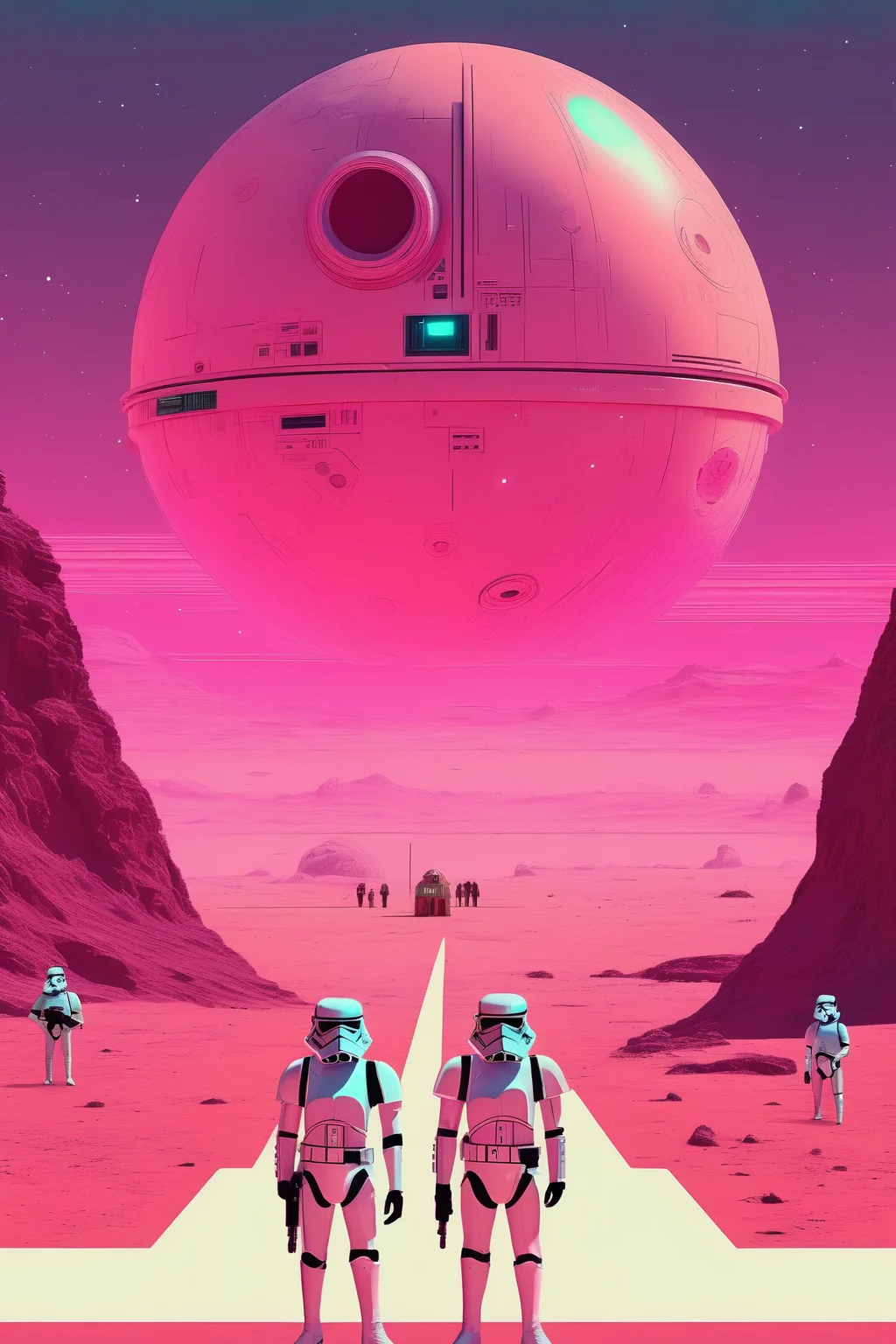 <lora:Christopher Balaskas Style:1>Christopher Balaskas Style - a wes anderson style star wars universe planet, with a minimalistic synthwave approach