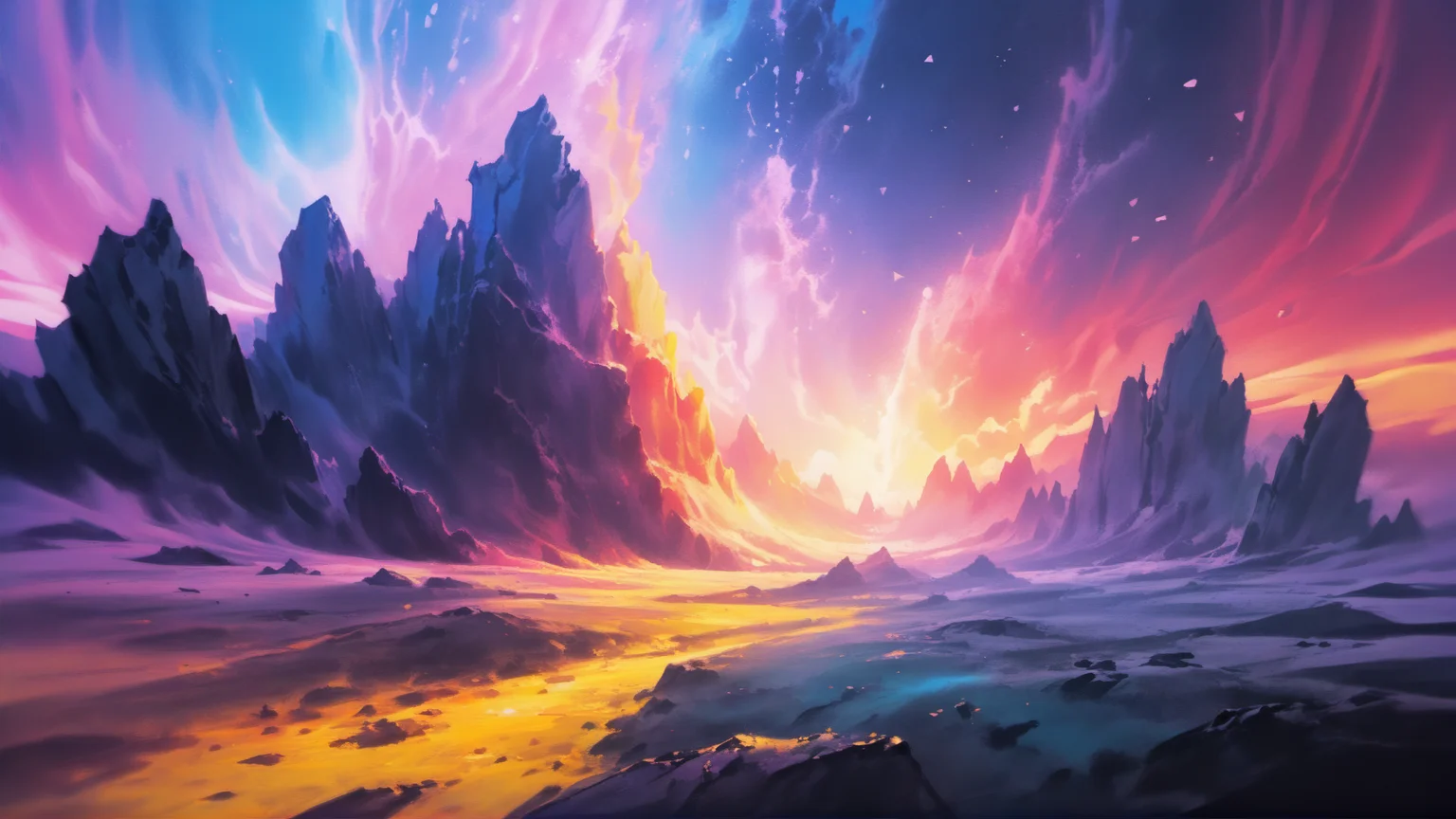 ultra realistic 8k cg, flawless, clean, masterpiece, professional artwork, famous artwork, cinematic lighting, cinematic bloom, breathtaking scenery, painted world, colorful splashes, background focus , galaxy, <lora:Painted World-000006:1>