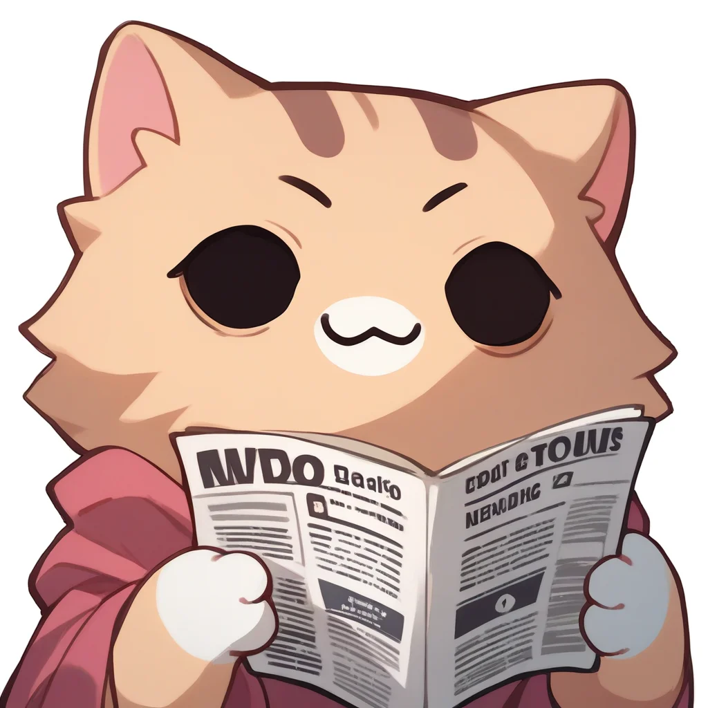 score_9, score_8_up, score_7_up, source_anime, simple background, white background, animal focus, solo, nekoemoji, cat, smile, reading, holding newspaper, solid circle eyes <lora:discord_nekonekonekone_ponyXL:1>