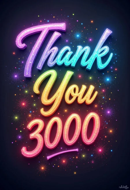 masterpiece, (Thank you 3000:1.5) in elegant cursive, intricate details, soft glowing light, artistic background, smooth gradients, high contrast, digital art, by a famous calligrapher, vibrant colors, visually striking