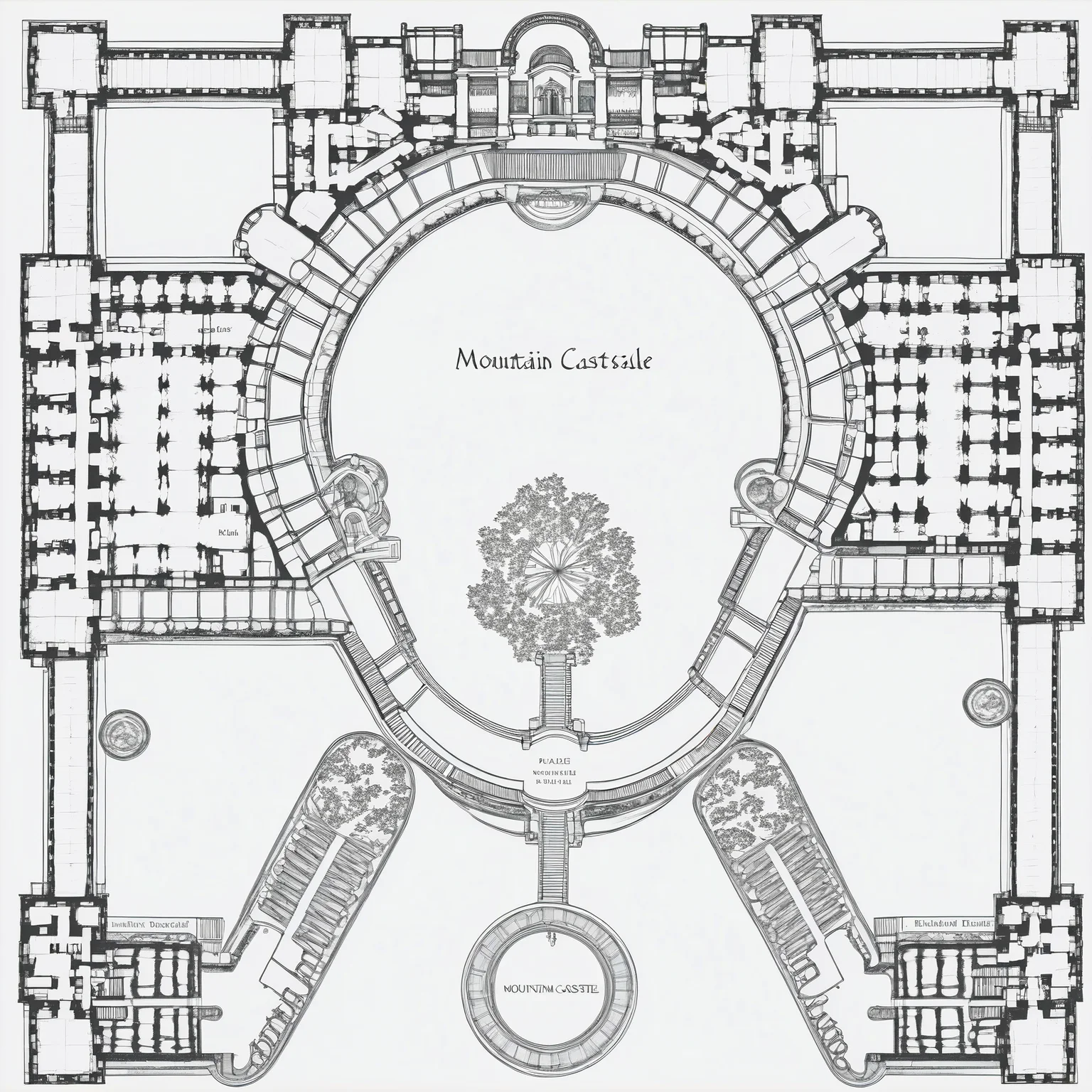 mountain castle floorplan with a beautiful courtyard, high resolution<lora:floorplans-prod-e-000012:1>