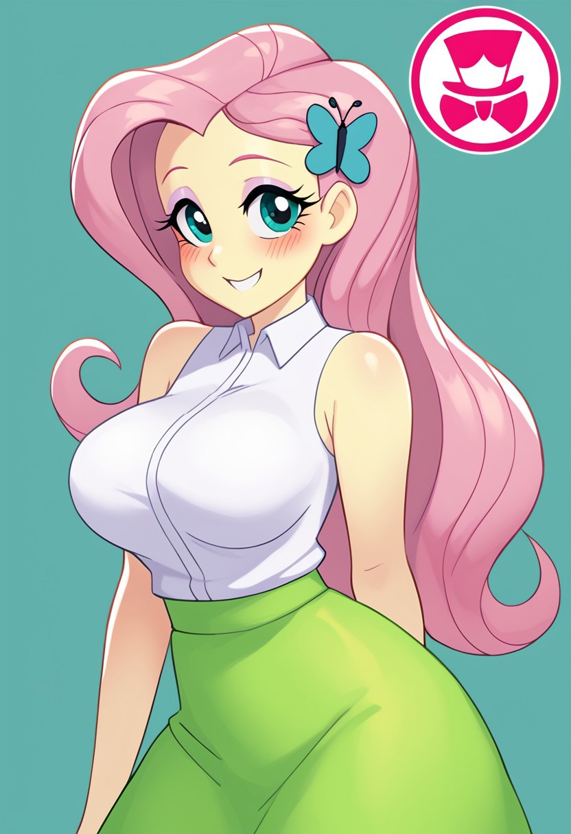 score_9, score_8_up, score_7_up, score_6_up, score_5_up, score_4_up, source_cartoon, <lora:confetti-extract- ponyxl:0.85>, detailed eyes, easynegative, rating_explicit, Expressiveh, 1girl, solo, blush, Schp1cy
fluttershy, long hair, Big breasts, looking at viewer, blush, hair ornament, pink hair, thighs, aqua eyes, eyelashes, butterfly hair ornament, yellow skin, eyeshadow, butterfly, colored skin, purple eyeshadow, smiling at viewer, shirt, skirt, white shirt, sleeveless, sleeveless shirt, bare shoulders, plain shirt, green skirt, butterfly print lace-trimmed skirt, miniskirt, bare arms,