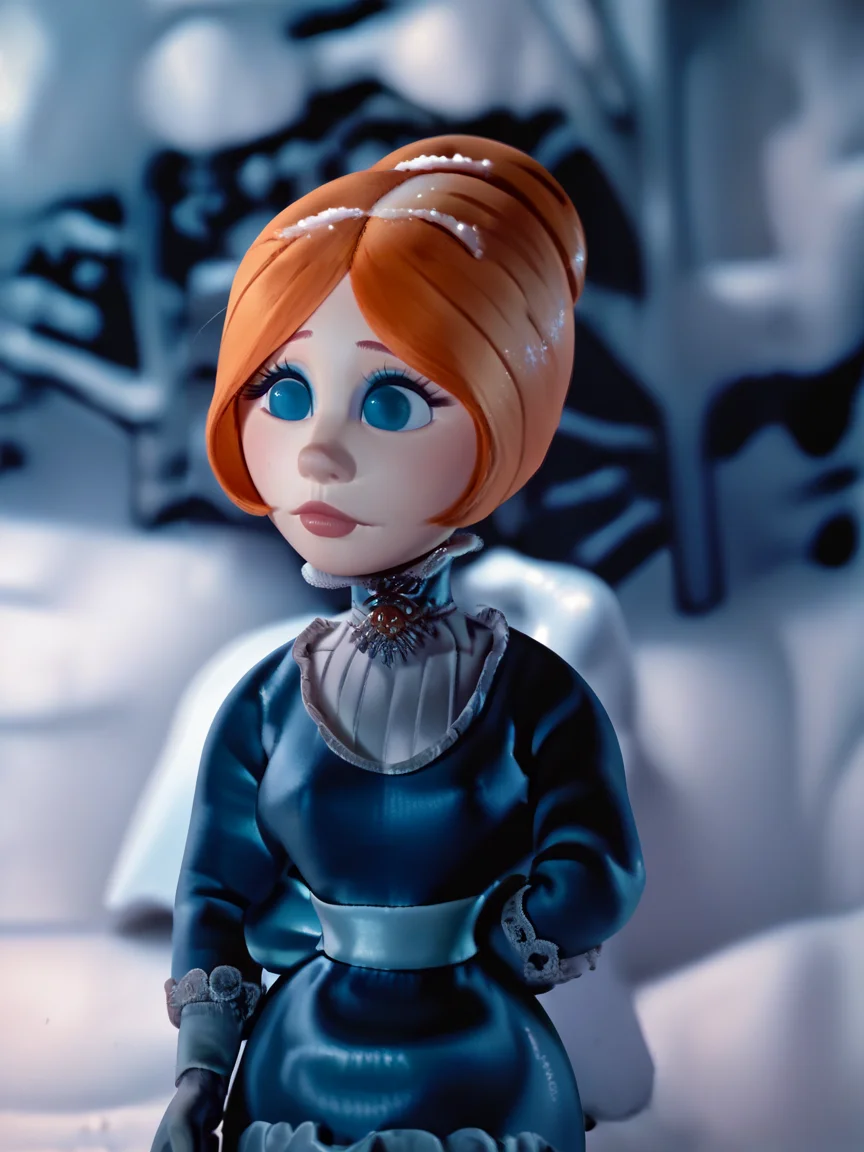 score_9, score_8_up, score_7_up, score_6_up, score_5_up, <lora:JessicaCXLP:1> jessicac, 1girl, solo, orange hair, blue eyes, snow, dress, portrait,