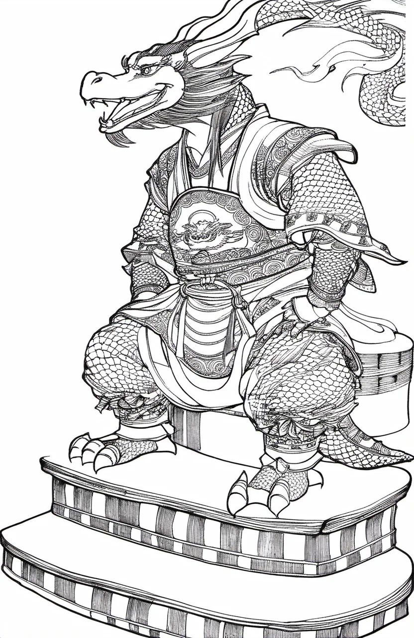 chinese lineart, smile, sitting, dragon gate,golden,
<lora:å½ç»çº¿æé£T1:0.6>