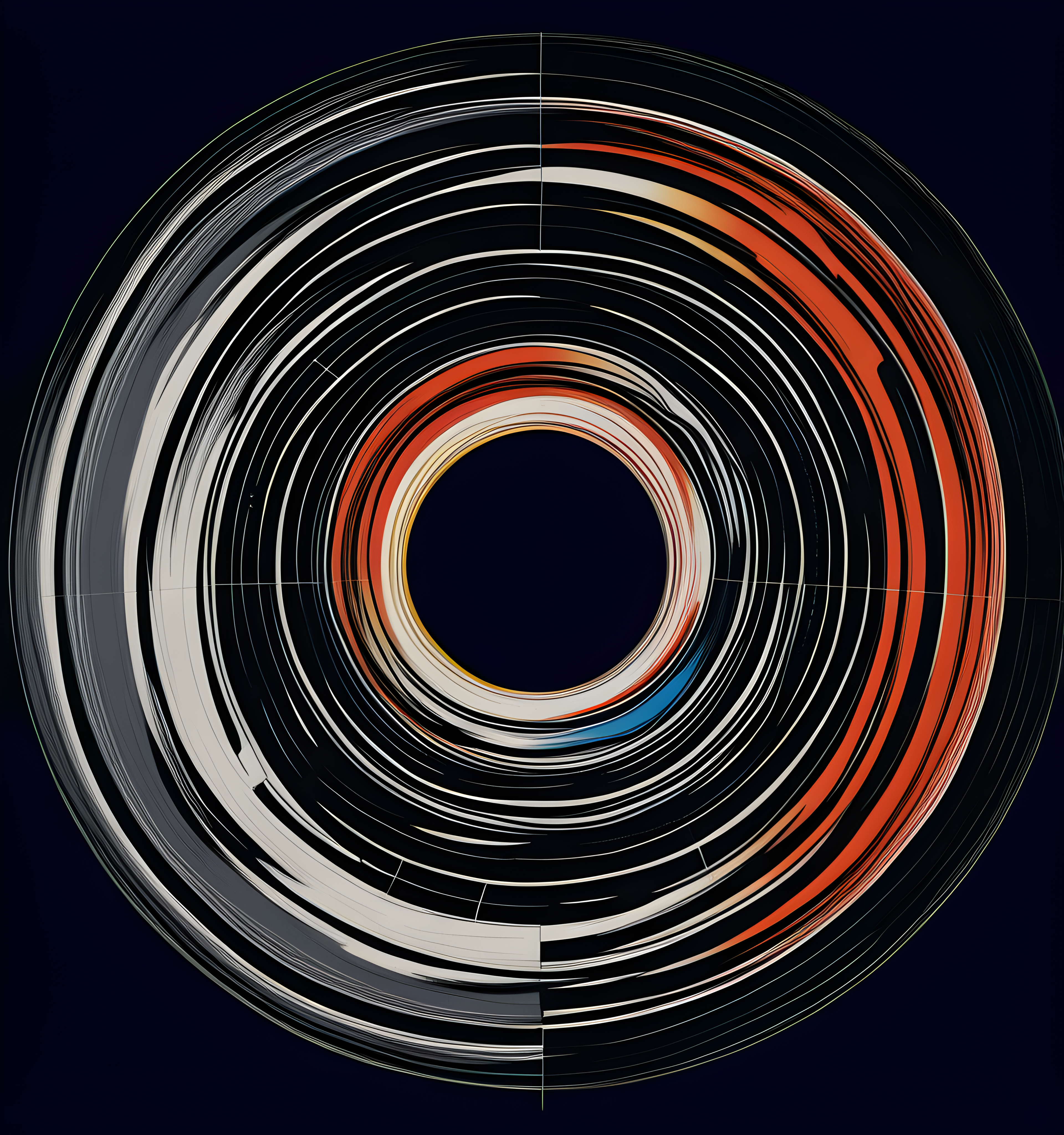 Giclee spot color graphic print, museum quality art, contemporary art,  horizontal waveformprinted thin lines, solid matte black background, analogous color theme, desaturated color, perfect composition, ultra minimal, thin even lines, thematically dark, 8K, cinematic clarity
