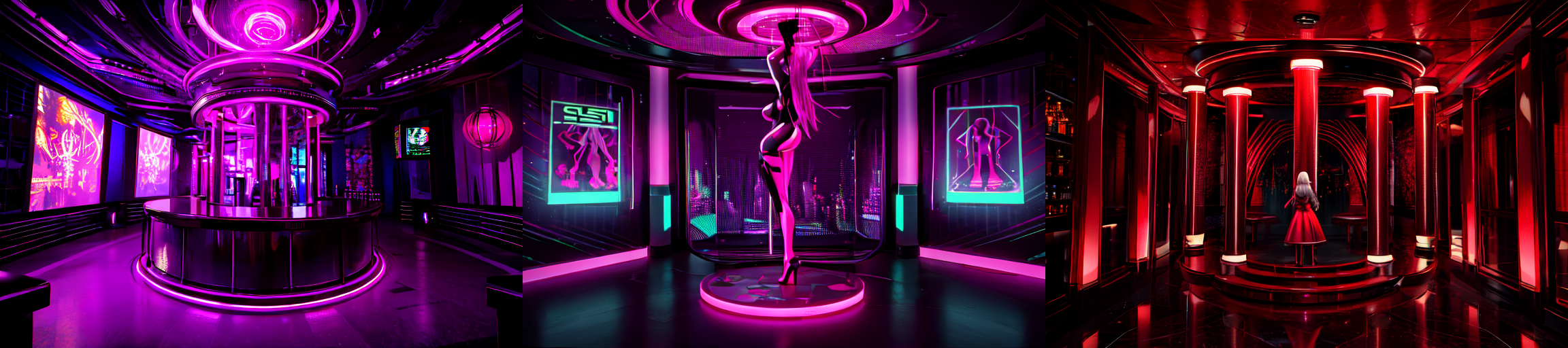 highly insanely detailed, masterpiece, top quality, best quality, highres, 4k, 8k, RAW photo, (very aesthetic, beautiful and aesthetic), 
__lazy-wildcards/subject/env-bg-interior/cyberpunk_club/prompts__, 
<lora:Cyberpunk_Club:0.5>, 
(1girl:1.3), 1other, 
__lazy-wildcards/dataset/background__,âââ