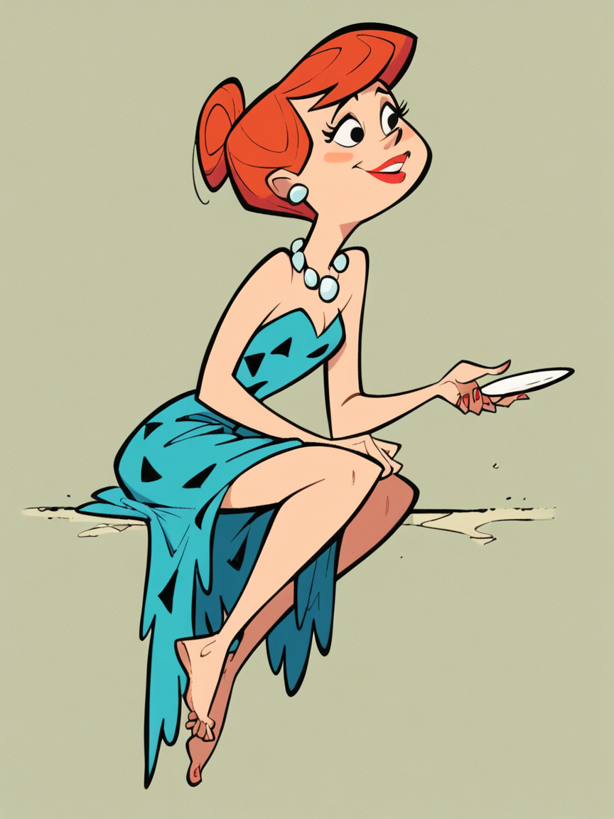score_9, score_8_up, score_7_up, score_6_up,  <lora:fl1ntsXLP:0.9> fl1nts, barefoot, 1girl, red hair, dress