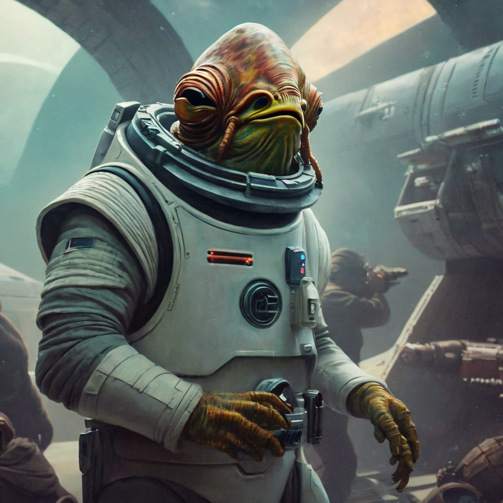 concept art of  <lora:Gial Ackbar:1.2>
Gial Ackbar a painting of a creature with a spacesuit In Star Wars Universe, digital artwork, illustrative, painterly, matte painting, highly detailed