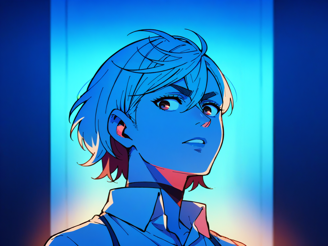 score_9, score_8_up, score_7_up, score_6_up, score_5_up,   <lora:dandadanXLP:1> dan, 1girl, blue lighting, portrait, short hair,