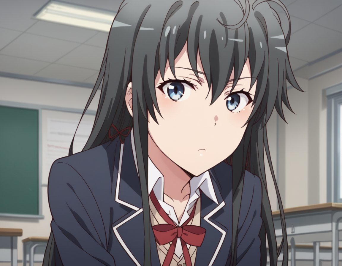 score_9, score_8_up, score_7_up, source_anime,
yukinoyukinoshita, <lora:yukino-yukinoshita-s2s3-ponyxl-lora-nochekaiser:1>,
yukino yukinoshita, black hair, blue eyes, long hair, ahoge,
blazer, cardigan, jacket, plaid, plaid skirt, school uniform, skirt, sobu high school uniform,
indoors, classroom, bent over,
looking at viewer, cowboy shot, dutch angle, solo,