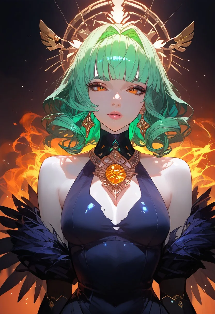 score_9, score_8_up, score_7_up, score_6_up, a source_anime, <lora:TRT0.1v:1>, 
1girl, solo, forgiven bubblegum saint, burning orange eyes now filled with peace, extremely slim body type, small breasts, cracked pale skin glowing with divine light from within, calm, gentle expression, short neon green hair now crowned with a faint halo, heart tattoo glowing softly on her cheek, black wings now transformed into radiant white, ethereal feathers falling from them, torn hoodie now resembling holy robes with a divine glow,
,woman, robot girl, robot arms, robot legs, perfect cute face, perfect beautiful face, squeezing breasts together, seductive, sexy pose, narrow waist, wide hips, dynamic angle, ultraHD, ultrarealistic, nightime, moonlight, futuristic, Expressiveh
