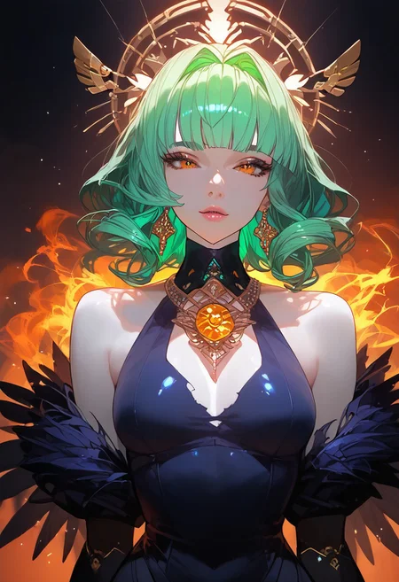 score_9, score_8_up, score_7_up, score_6_up, a source_anime, <lora:TRT0.1v:1>, 
1girl, solo, forgiven bubblegum saint, burning orange eyes now filled with peace, extremely slim body type, small breasts, cracked pale skin glowing with divine light from within, calm, gentle expression, short neon green hair now crowned with a faint halo, heart tattoo glowing softly on her cheek, black wings now transformed into radiant white, ethereal feathers falling from them, torn hoodie now resembling holy robes with a divine glow,
,woman, robot girl, robot arms, robot legs, perfect cute face, perfect beautiful face, squeezing breasts together, seductive, sexy pose, narrow waist, wide hips, dynamic angle, ultraHD, ultrarealistic, nightime, moonlight, futuristic, Expressiveh