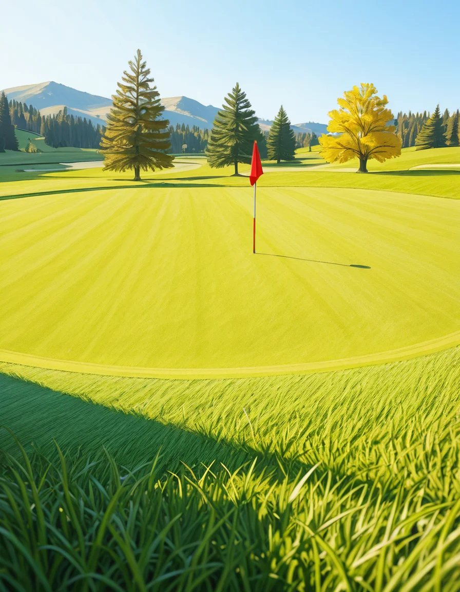 A beautifully maintained golf green in the golden light of late afternoon. The smooth, vibrant green grass is perfectly trimmed, with subtle undulations adding depth to the putting surface. A bright red flag flutters gently atop a sleek white pin, marking the hole at the center of the green. Surrounding the green, a soft fringe of slightly longer grass transitions into the rolling fairway, which stretches toward the horizon. In the background, tall pine trees cast long shadows, and a tranquil water hazard reflects the warm hues of the sky. The atmosphere is calm and inviting, capturing the essence of a perfect golfing moment.
<lora:SDXLFaeTastic2400:0.4> <lora:extremely_detailed:0.4> extremely detailed, <lora:golf_c0urs3-ill:1>,golf c0urs3, Masterpiece,best quality,hi res,8k,hi res,8k,award winning,(sharp focus, intricate, highly detailed),