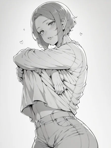 score_9, score_8_up, score_7_up, score_6_up, score_5_up, <lora:n3stXLP:1> n3st, monochrome, greyscale, 1girl