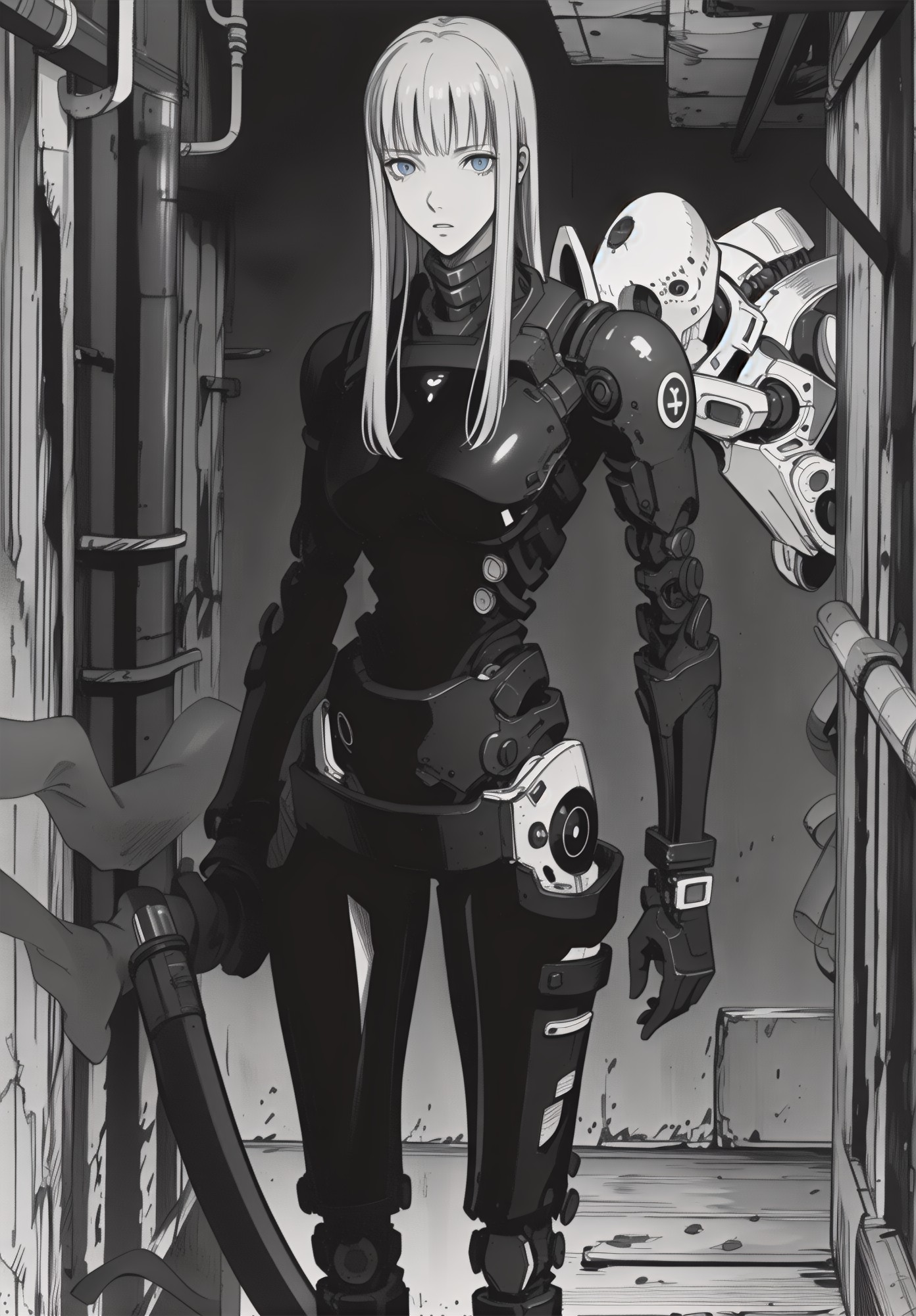 best quality,(beautiful detailed face:1.0), (detailed deep eyes),,<lora:ST anime:0.3>,, <lora:add detail:-0.2><lora:GoodHands-vanilla:1>
,1girl, style, 
, detailed_background,vast, gigantic, decrepit scenery, covered in large tubes and cables, dim light, giant-gross-organic, 
,upper body,weapon, sword, cyborg girl, cords, (safeguard), s
,,<lora:ST inikmixV5:0.4><lora:ST_hipev3:0.3> <lora:blame5:0.8>