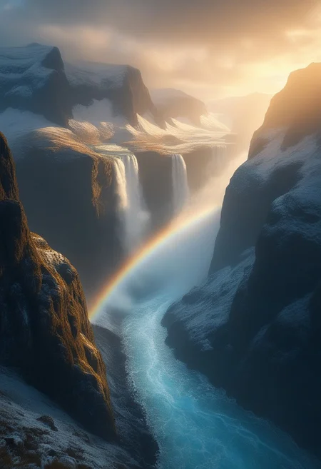 Scottish cliffs, waterfall, Dream Scenery,
detailxl, valley, mountains, rocks, spring, sunset