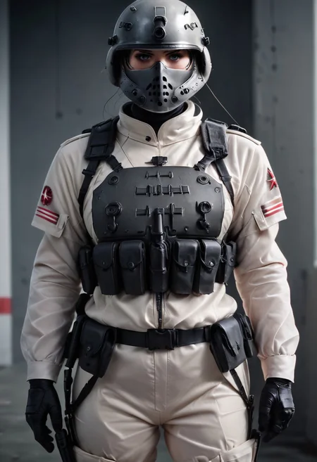 super realistic image with ultra high quality and correct anatomy of a sexy female warrior in various dynamic poses, photorealism, sharp in focus, clean and anatomically correct face and limbs, light armor, side combat stance facing the viewer, modern soldier