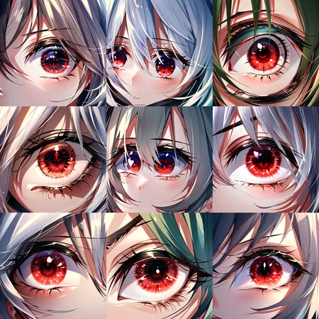 <lora:EyesGen:0.4> Masterpiece, best quality, (red eye:1.3), 1girl, close up eyes, looking a viewer, intricate iris, 1 eye, (eyesgen:1.5)