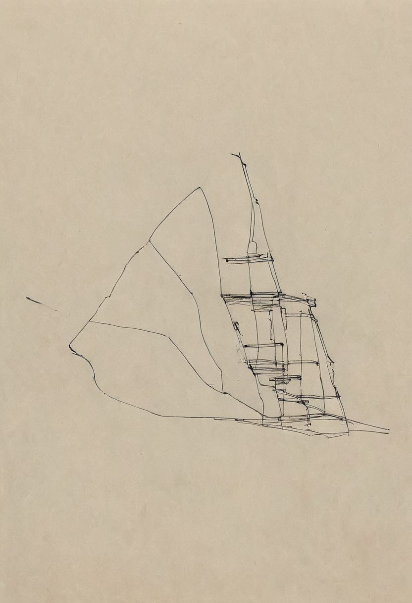 a professional hand sketch of architecture,
(POV view , DOF, first people view from the entrance, low angle shot:1.4),
(Ancient civilization, Alien Prometheus movie scene, dune movie scene:1.5), (The colonial city of the future, in the mist-filled Grand Canyon, on an unknown Earth-like planet, 2 moon on sky, Spaceship flight connects colonies, waterfulls:1.3), (Machu Picchu, a mountain settlement, incredibly spectacular:1.2), (Mario Botta:1.3), (avant-garde, future, reality, science fiction, photorealistic), (modern architecture:1.2), White limestone with black granite, fountain, waterfall, landmark, square, path, narrow street,
(Large Files, Ultra Realistic, 8K, 16k, FHD, HD, VFX, Perfect, Photography, composition, Architecture Sales Photography, Architecture Competition, Ultra High Resolution, Cinematography, High Resolution Image:1.1), (dramatic lighting, direct sunlight, ray tracing, clear shadow:1.2),  (real landscape:1.1), (blurred background:1.0), (urban background, more_details) ,
great lighting, extremely detailed, hillscastel, Neo Classic, Architecture sketch