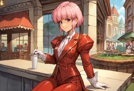 score_9, score_8_up, score_7_up, very aesthetic, source_anime, detailed, high quality, beautiful, masterpiece, detailed eyes,
<lora:lightXL:0.8>
city view, blurry background,
<lora:action-sdxl-V0.5:1>zdyna_pose
dynamic angle,
dynamic pose,
score_9, score_8_up, score_7_up <lora:diana-silverneil-000030:1> diana silverneil, gloves, long sleeves, pleated pants, red pants, puffy sleeves, red coat, 1girl, solo, Pink hair, outdoors, cafe, light smile, sitting,(((lustrous skin:1.5,bright skin: 1.5,skin,shiny skin,very shiny skin,shiny body,plastic glitter skin,exaggerated shiny skin,illuminated skin))),(detailed body,(detailed face)),