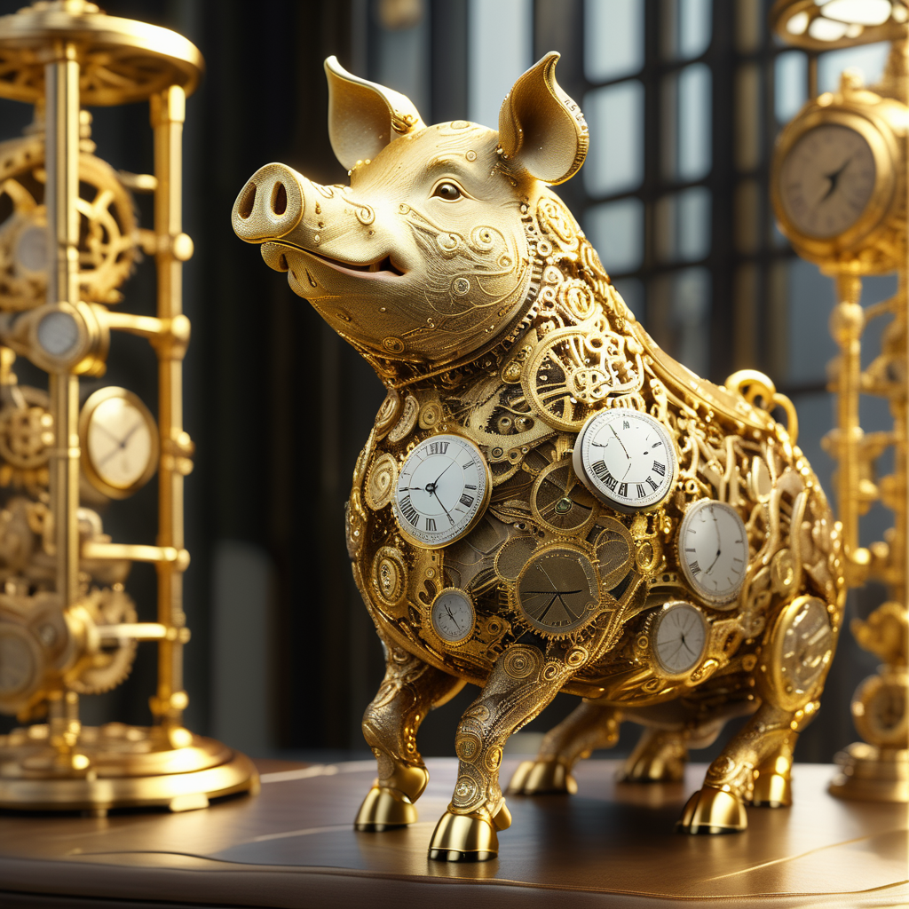 timeart golden pig, very realistic, very detailed, cinematic, professional light<lora:timeart:1>