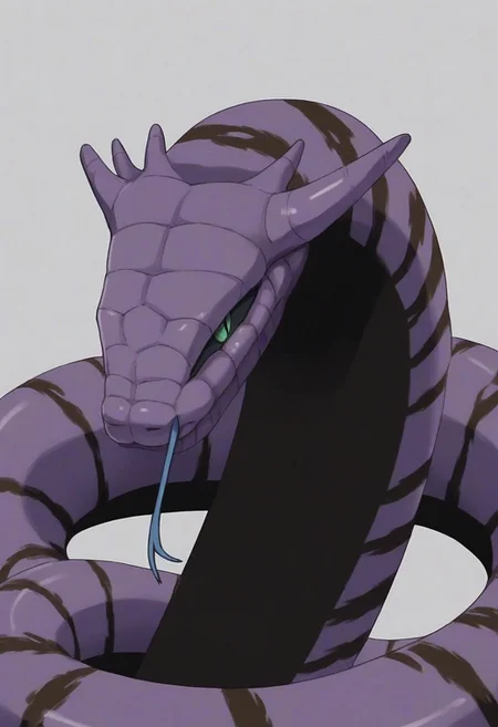 score_9, score_8_up, score_7_up, score_6_up, score_5_up, score_4_up, BREAK (snake, slit pupils, green eyes, purple body, body markings, black eye markings, 2 pair of horns, black belly scales, forked tongue, cowboy, cowboy hat, cowboy)
Wild west, cowboy