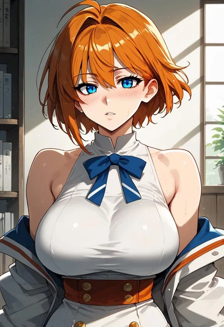 score_9, score_8_up, score_7_up, source_anime, rating_explicit, BREAK <lora:Kanou_Makoto_XL:1>Kanou_Makoto, blue eyes, orange hair, 1990s (style), large breasts,
