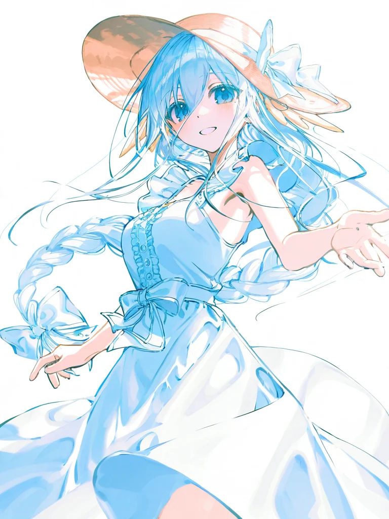 1girl,looking at viewer,smile,solo,,simple background,white background,cowboy shot,hat,takamiya,breasts,<lora:takamiya-000010:1.2>, masterpiece, best quality, very aesthetic, absurdres,newest, incredibly absurdres,, artist:yoneyama mai, (artist:wanke:1.1), artist:mocha, (cotton:1.1), artist:date, (senpen:1.1), artist:ciloranko, artist:noyu, noyu23386566, (artist:sho:0.8264462809917354), (sho lwlw:0.9090909090909091), year 2023, (solo:1.3310000000000004), lineart, monochrome