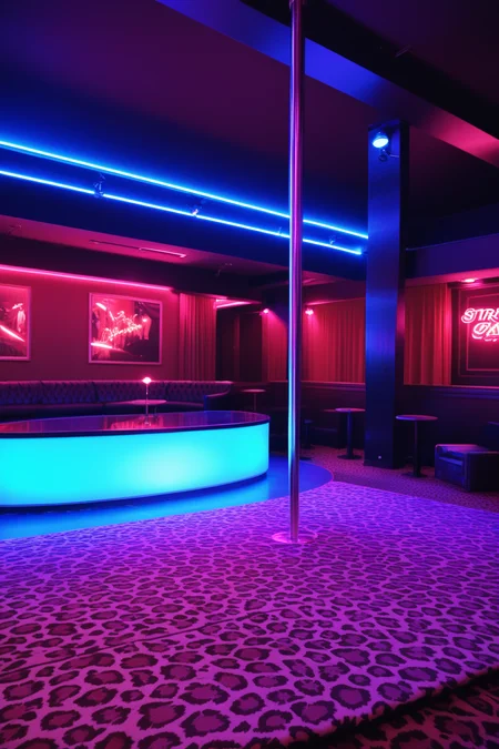 score_9,score_8_up,score_7_up,
neon_lights,indoors,
indoor,
((stripper pole)),curtains,table,lamp,(((stripclubpony1))),club,(strip club),red theme,neon lights,ceiling light,stripper stage,
((neon stage)),
indoors,night,
((stage)),carpet,
indoors,table,chair,red chair,leopard print rug,leopard print carpet,
(no humans),,<lora:stripclub PONY:0.4>