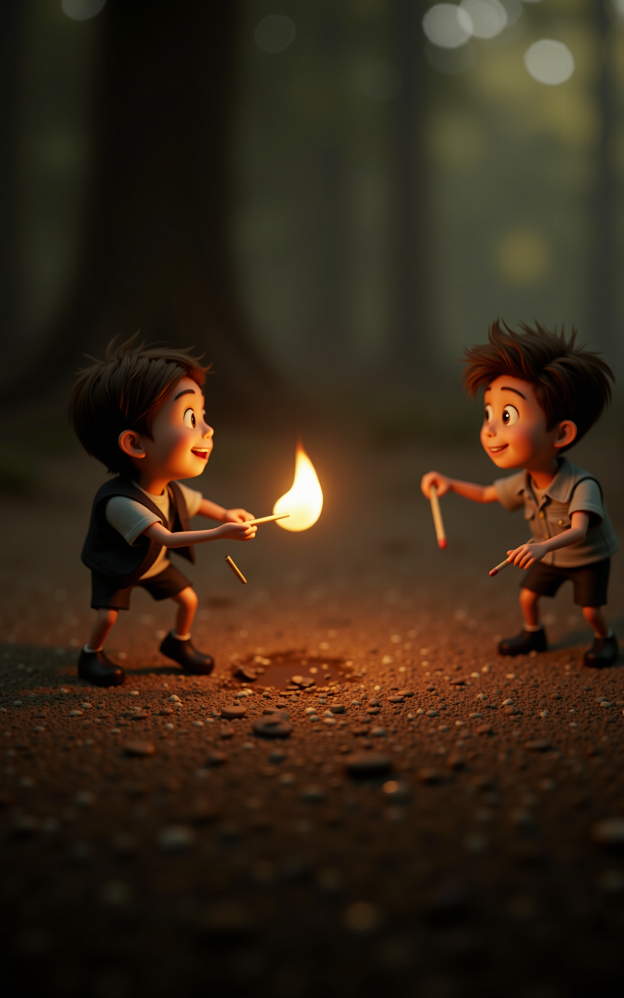 matchstick fight,animated,in forest,

highly detailed,ultra-high resolution,32K UHD,sharp focus,best-quality,masterpiece,unconventional supreme masterpiece,masterful details,depth of field,blurry background,blurry foreground,motion blur,going really fast masterpiece,deep focus,
color  graded cinematic,atmospheric  lighting,award  film grain,A shot with tension,(Visual impact,giving the poster a dynamic and visually striking appearance:1.2),impactful picture,
ultra-realistic,high dynamic range,photoreal,epic realistic,dark shot,shadows,(This is a real high-definition photo:1.1),with professional photography and high resolution，
contrast,layered colors,vivid colors,contrast,offcial art,movie perspective,very aesthetic,disheveled hair,perfect composition,intricate details,moody,epic,photorealistic,
intricate details,soothing tones,high contrast,natural skin texture,soft light,sharp,masterpiece,best quality,(ray tracing),sunlight,insanely interplay between lights and shadows,