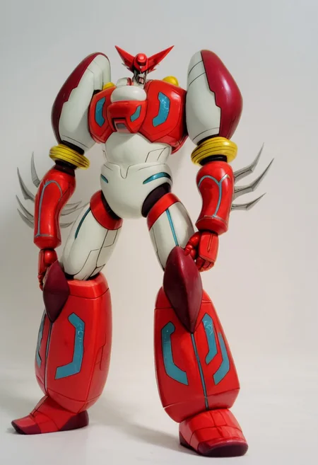 score_9, score_8_up, score_7_up, score_6_up, score_5_up, score_4_up, 4k quality, highly detailed face, (shin getter, mecha, super robot, red and white, horns), best quality, masterpiece, simple background, full body, front angle,  muscular Transformers, Animation, <lora:Transformers 86 FT:1>