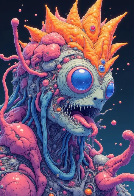 A whimsical Weird fairylike creature, vibrant glow, vibrant colors
