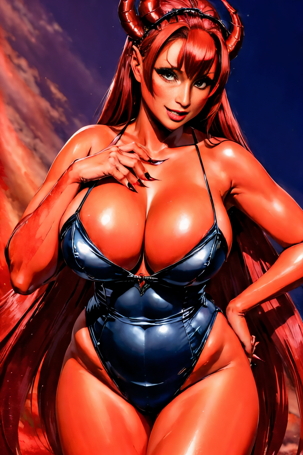 (Realistic:1.3) (EdobSuccubusRed:1.7) woman <lora:EdobSuccubusPelenkaReal_v1.0:1>