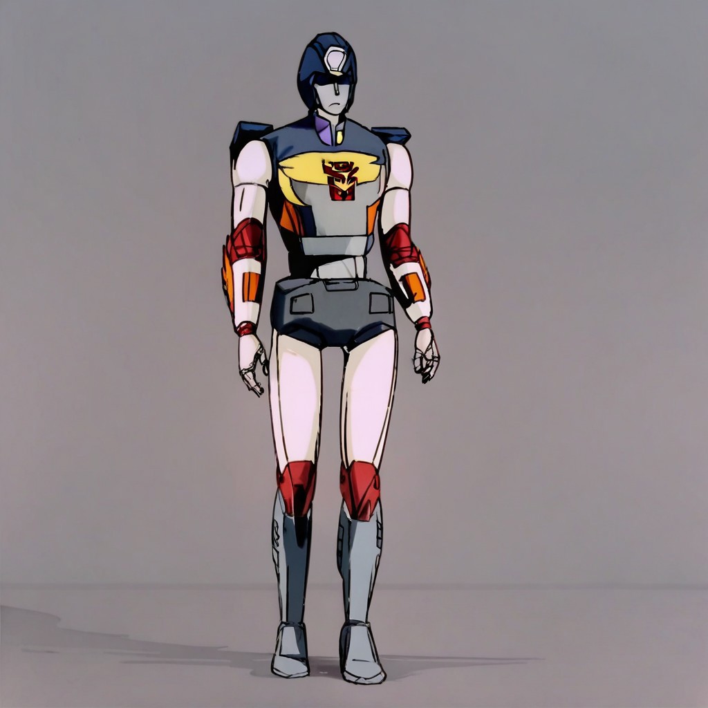 Score_7_up, score_8_up, 2d, source_cartoon, TOptimus, robot, no face, full body,, legs, feet,, simple background, Transformers, Animation, <lora:Transformers 86 FT-000005:1>