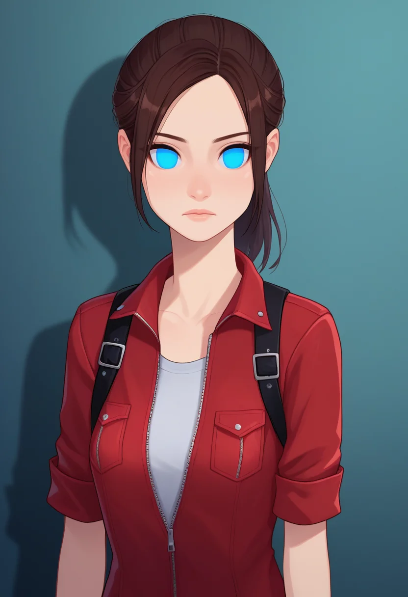 score_9, score_7_up, BREAK <lora:kannelart-guy-PONYv1:1>, no pupils, 1girl, solo, claire redfield, portrait, dark blue eyes,