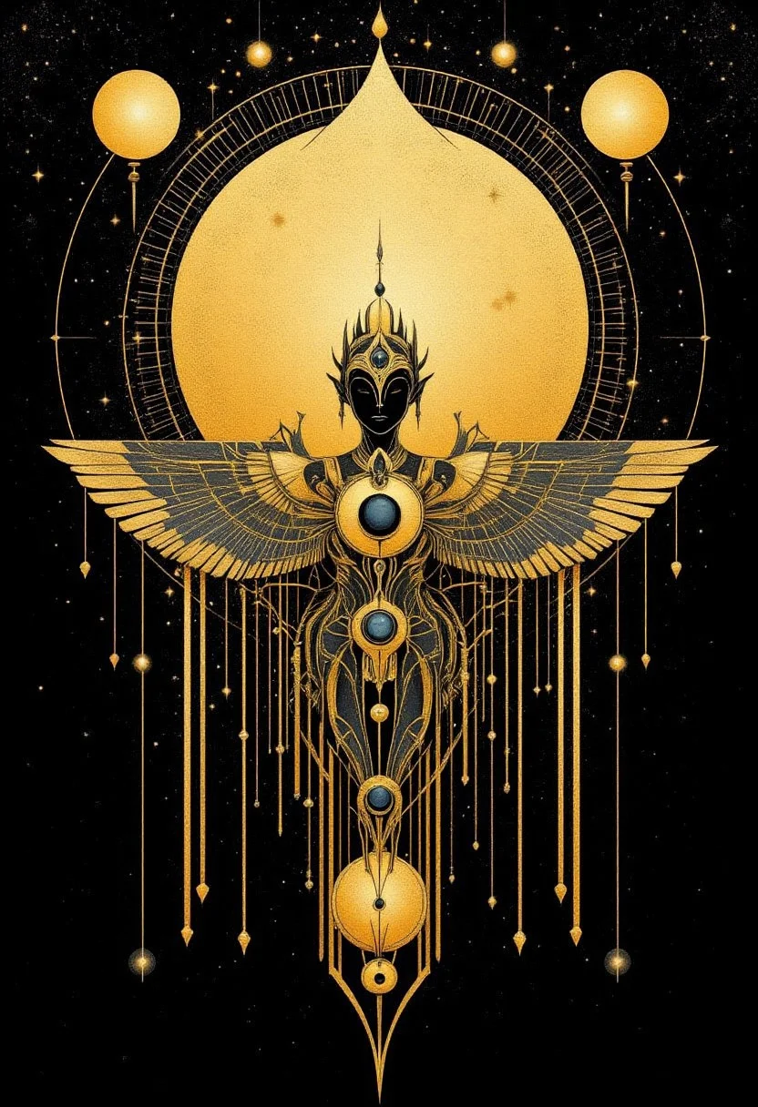 Fly me to the moon
Let me play among the stars
Let me see what spring is like
On a-Jupiter and Mars
In other words, hold my hand
In other words, baby , kiss me
Straight lines on bkack background 
Lone person center 
Princess Egyptian illuminati
Mysterious symbols 
ArsMJStyle, Art Deco
bo-golden