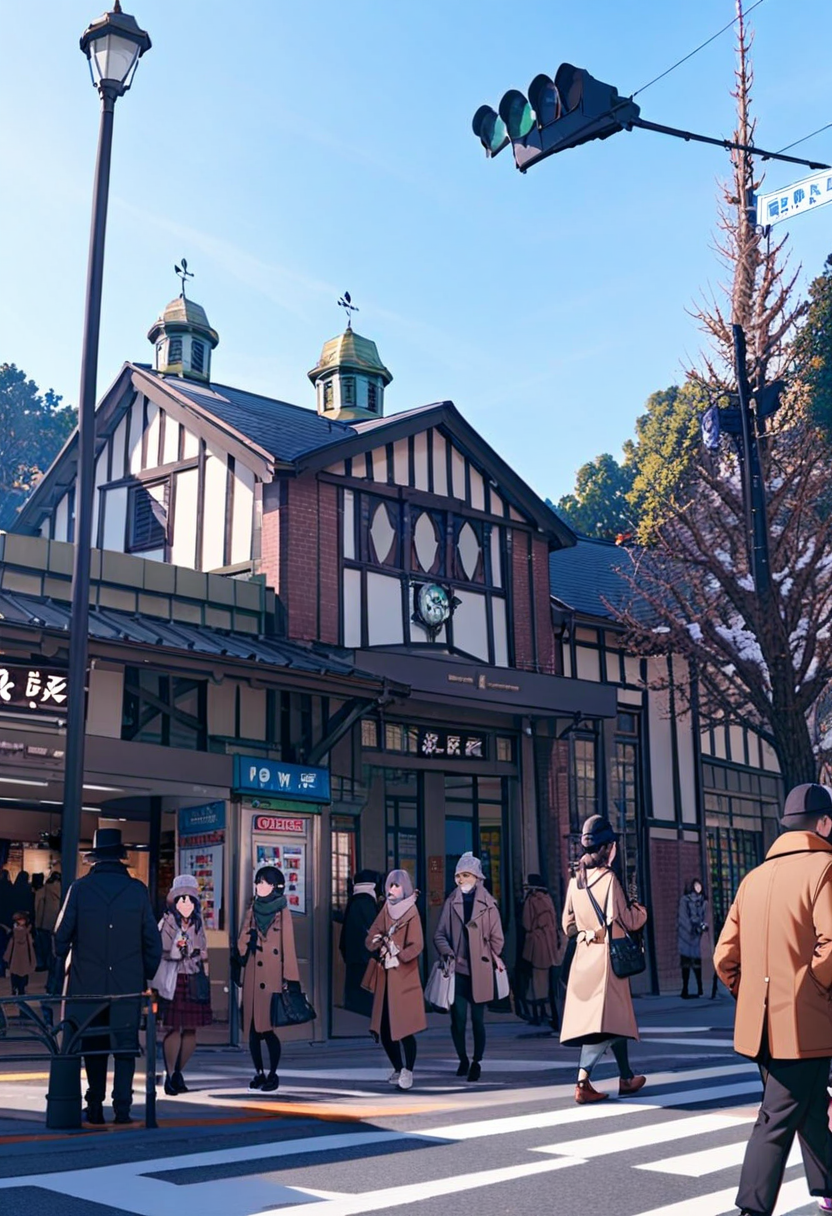 masterpiece, best quality, very aesthetic, absurdres,
harajukueki, storefront, real world location, outdoors, tree, multiple girls, street, road, bag, day, scenery, walking, 6+girls, multiple boys, 6+boys, sky, lamppost, building, scarf, crosswalk, coat, pavement, blue sky, vanishing point, winter, hat, handbag
 <lora:harajuku_eki_SDXL_V1:1>