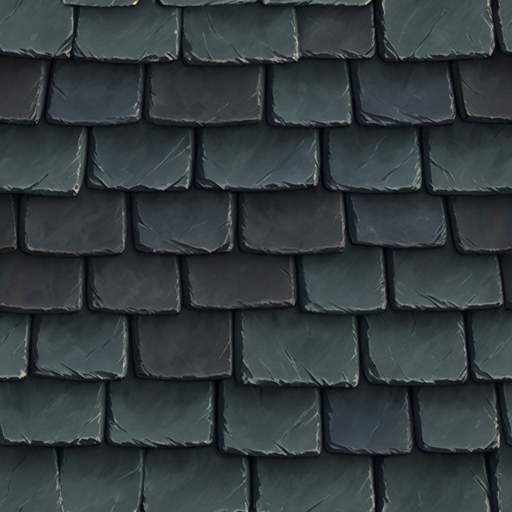 <lora:Hand-Painted_2d_Seamless_Textures_7:1> 2d seamless hand-painted texture of stone slate roof tiles, running bond, worn edges
masterpiece, detailed, high quality, high resolution, 4k texture