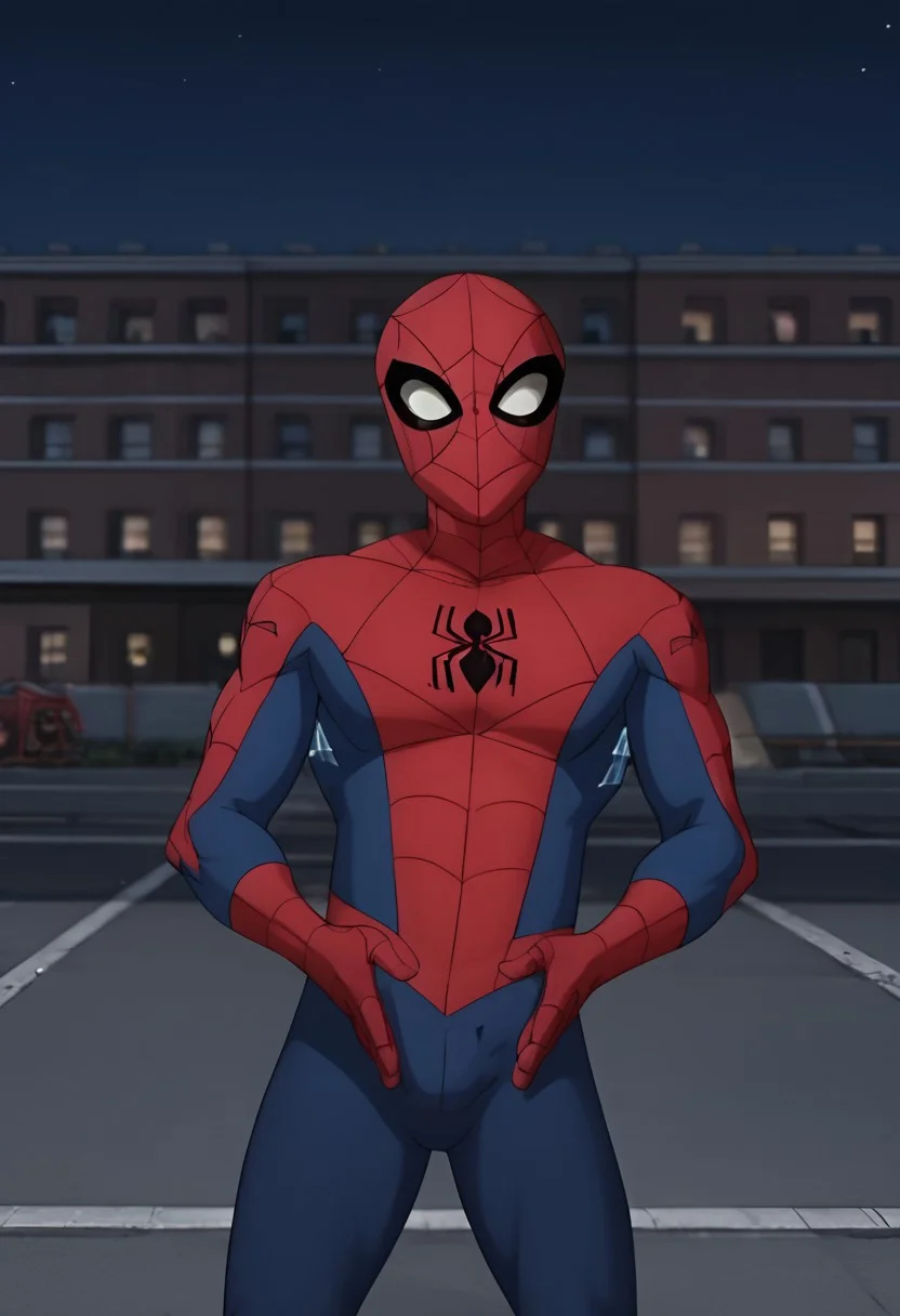 score_9, score_8_up, score_7_up, score_6_up, masterpiece, best quality, zPDXL3, zPDXLxxx, <lora:Peter_Parker:1> score_9, score_8_up, score_7_up, spiderman, solo, 1boy, male focus, outdoors, bodysuit, mask, night, building, superhero, red bodysuit, gloves,spider web print, looking at viewer,crotch chop,bulge in his crotch,