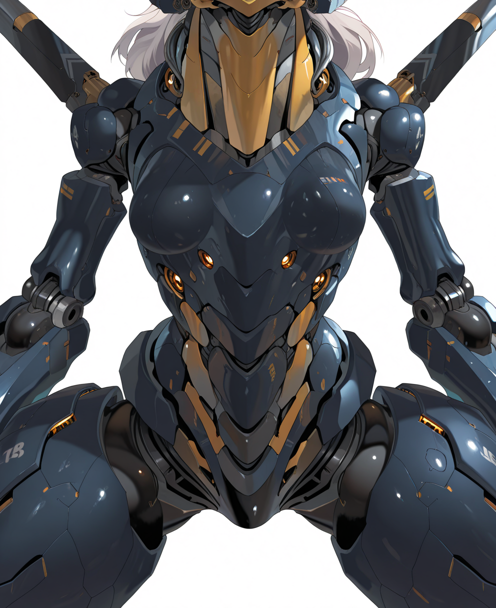 <lora:yuyu:1> yuyu,
(masterpiece), (best quality), (ultra-detailed), amazing quality, very aesthetic, illustration, perfect composition, intricate details, absurdres, incredibly absurdres, shiny skin, realistic,
 yuyu, robot, white background, no humans, science fiction, solo, mecha, simple background, general