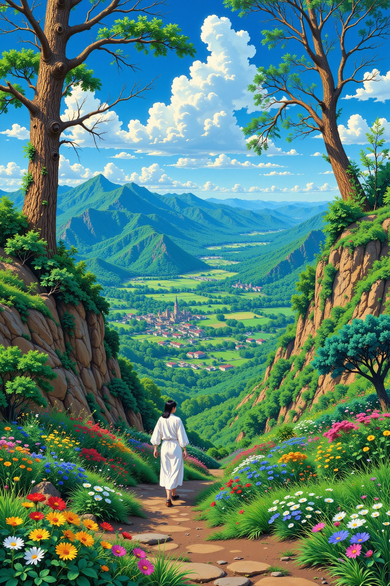 Malaysian beautiful  landscape, day, woman, very intricate, very detailed, sharp, bright, colorful, <lora:Hand v2:0.5> <lora:Anti-Blur:1><lora:Insane Detail Slider:0.25>  <lora:flux.1_lora_flyway_Epic-detail_v2:0.3> <lora:fluxenhancer:0.25> <lora:Anime_style:0.6> anime style