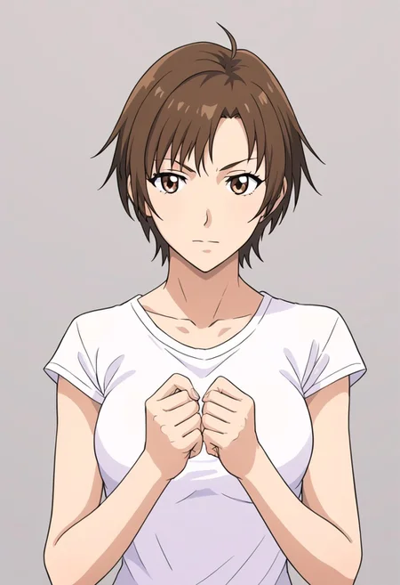 ((Master Chimchiurri)), tomboy, SFW, rating_all, score_10, score_8_up, score_7_up, beautiful, realistic, detailed, perfect, quality, vector, flat colors, masterpiece, Y4Y01S4NV1, Nijihara_Yayoi,1girl, brown hair, brown eyes, perfect hands, perfect fingers, perfection hands, perfection fingers, casual clothes