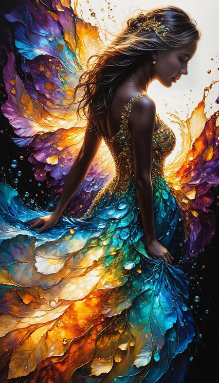 impressionist painting hyperrealistic art Whimsical and Playful, ((Silhouette Art), breathtaking (realistic FaeTastic extravaganza (alcohol ink sketch))). amazing, lovely, awe-inspiring, mesmerizing, radiant, magnificent, luxurious, fine, detailed, masterpiece. (all dark hues and fine vivid orange glowing smoldering accent and shiny gold color scheme:1.02). glossy. award-winning, professional, highly detailed . extremely high-resolution details, photographic, realism pushed to extreme, fine texture, incredibly lifelike, high contrast, well defined ., imaginative, fantastical, bight colors, stylized, happy, Whimsical and Playful . extremely high-resolution details, photographic, realism pushed to extreme, fine texture, incredibly lifelike . loose brushwork, vibrant color, light and shadow play, captures feeling over form
<lora:InkArtXL_1.2:0.4> <lora:FaeTastic:0.39> <lora:Dance_Art:0.5>