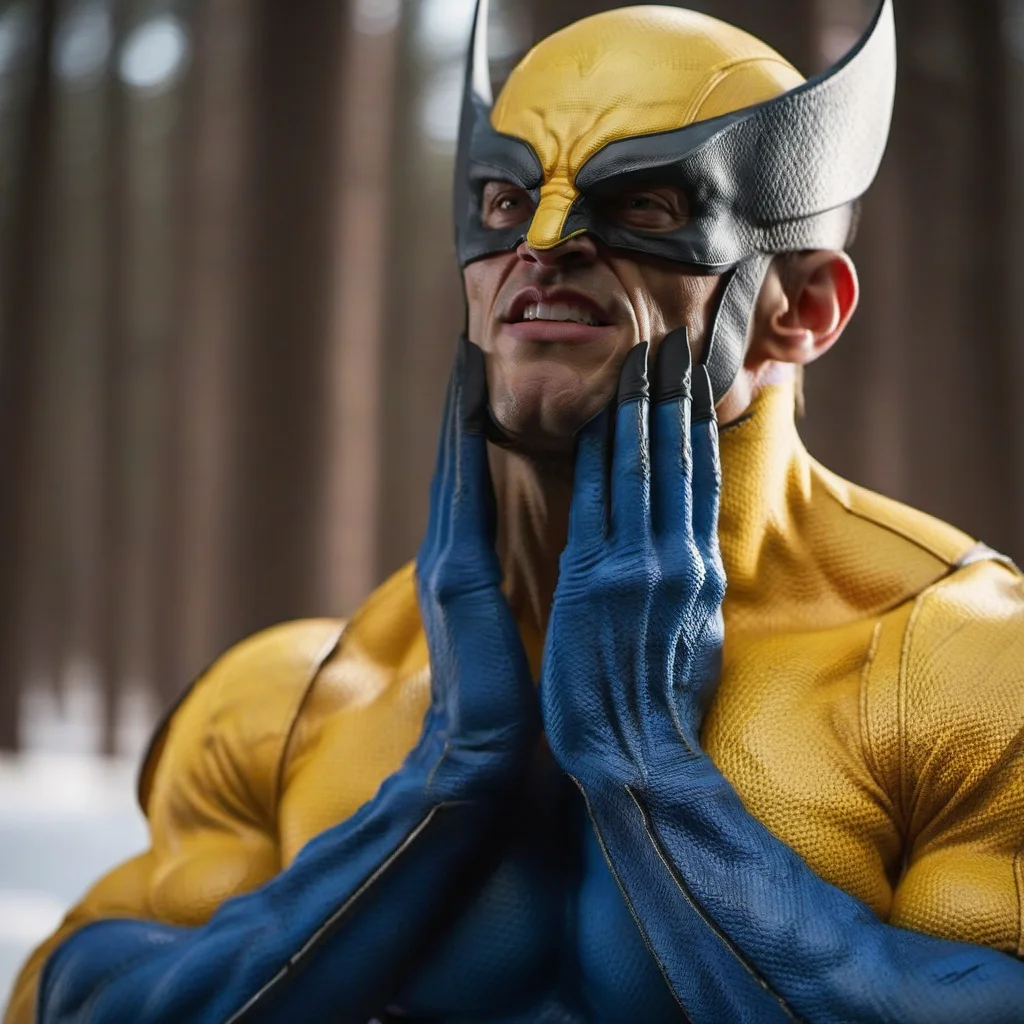 WolverineV2-1024, a man dressed as wolverine,side view, in winter canadian forest, highly detailed, photography, ultra sharp, film, bokeh, professional, 64k <lora:WolverineV2-1024-000350:0.8>